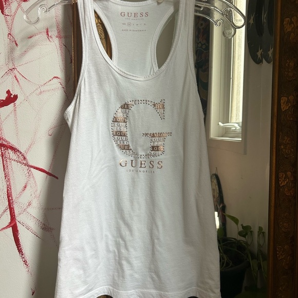 Guess White Tank with Subtle Rose Gold Logo XS - Picture 15 of 16
